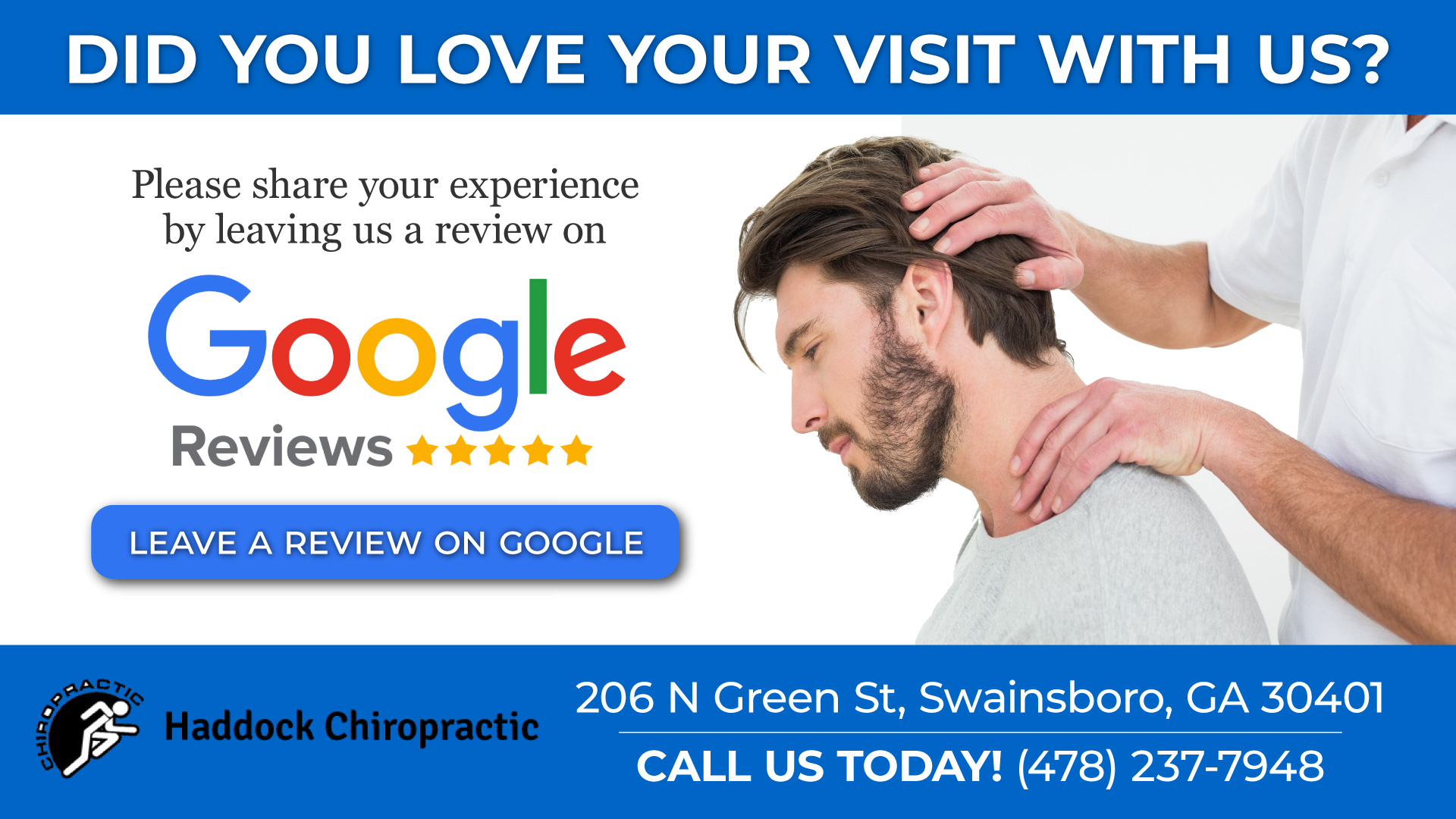 Leave A Review in Swainsboro, GA Haddock Chiropractic